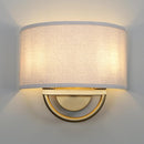 Wandlamp, 16-inch antiek messing met 2 lichtpunten en linnen kap