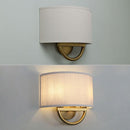 Wandlamp, 16-inch antiek messing met 2 lichtpunten en linnen kap