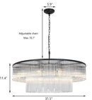32-inch hedendaagse zwarte glazen kroonluchter met 2 lagen