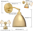 6-inch wandlamp van goudkleurig messing met ingebouwde schakelaar