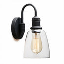 Wandlamp, 14-inch zwarte glazen kap