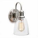 Wandlamp, 14-inch geborsteld metaal met helder glazen kap