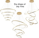 39,3-inch moderne dimbare 5-rings gouden led-kroonluchter