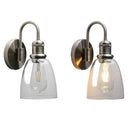 Wandlamp, 14-inch geborsteld metaal met helder glazen kap