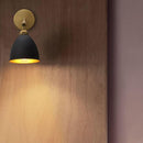 8 inch ovale metalen wandlamp, antiek messing & zwart
