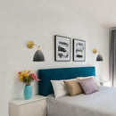 8 inch ovale metalen wandlamp, antiek messing & zwart