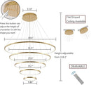 39,3-inch moderne dimbare 5-rings gouden led-kroonluchter
